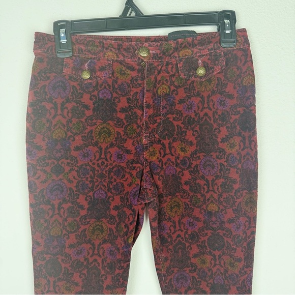 NWOT Free People Brocade Crop Flare Pants Red Multicolor Size 2 - Picture 5 of 12